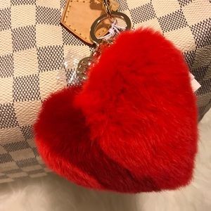 Tory Burch Striped Heart Key Fob